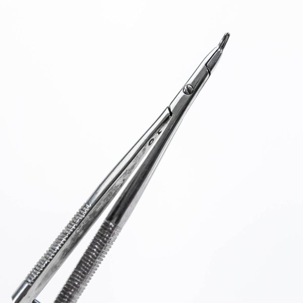 Igłotrzymacz mikro 135 mm gładki uchwyt zgięty (12/64) - Arestomed
