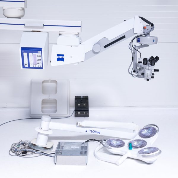 Zestaw Zeiss OPMI Visu 210 S8 Mikroskop Okulistyczny + Maquet Hanaulux 3000 Lampa Operacyjna LED